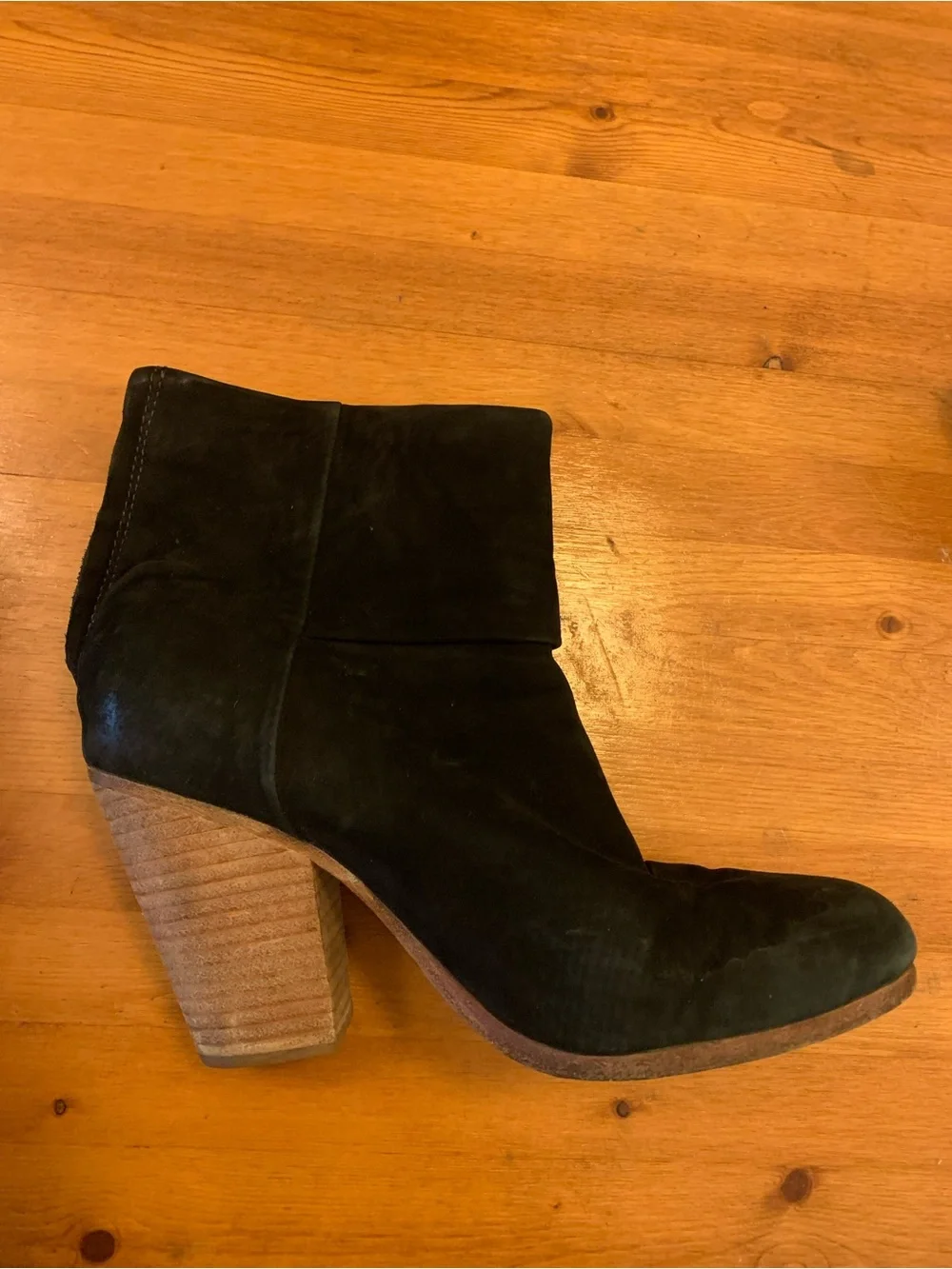 Rag & Bone Black Suede Women's Ankle Booties with Stacked Heel